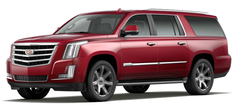 red cadillac car suv